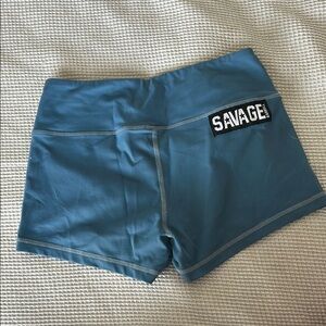 Savage Barbell Blue Compression Athletic Shorts